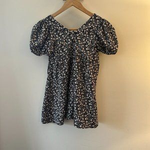 Girls Ditsy Floral Dress with Puff Sleeve